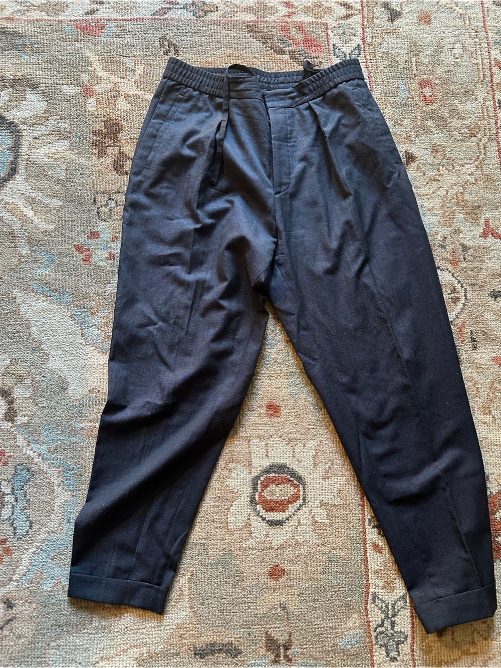 COS Black Elastic-Waist Pleated Trousers